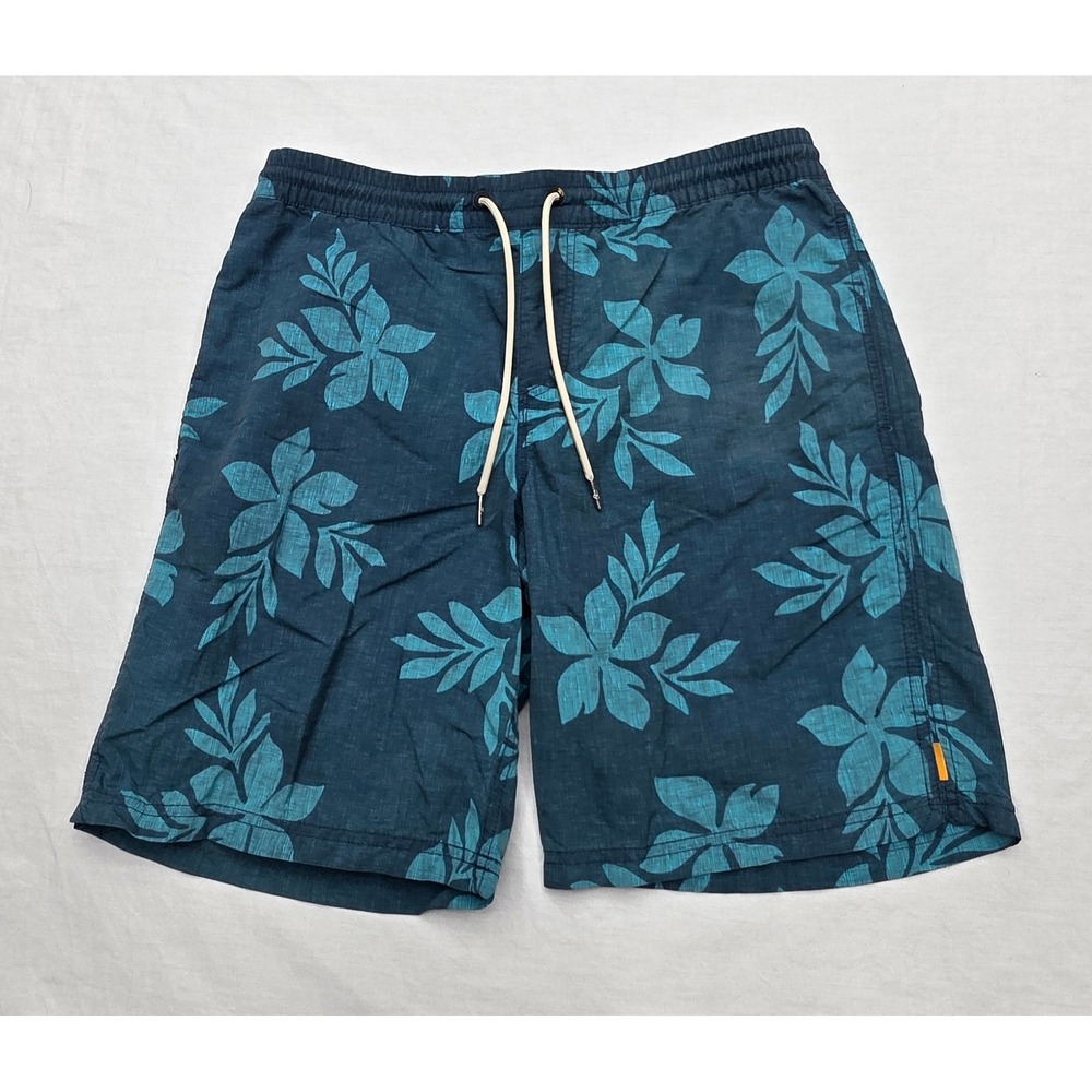 Quiksilver Waterman Mens Teal Floral Swim Shorts Board Shorts Recycled Size S